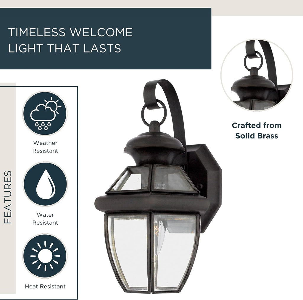 Newbury 12 Inch Outdoor Wall Lantern with Clear Beveled Glass - Medici Bronze