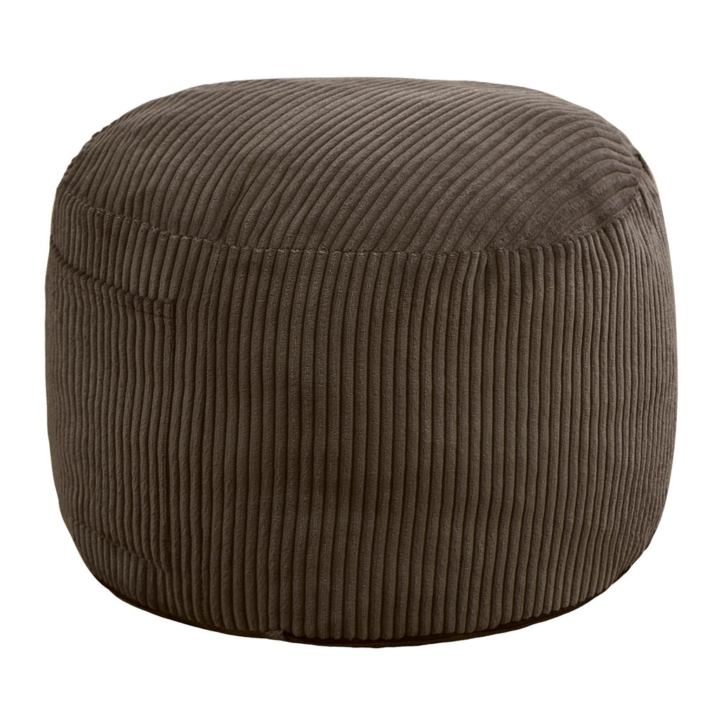 Round Stuffed Pouf Ottoman (Brown, 26" D x 26" W x 18" H)
