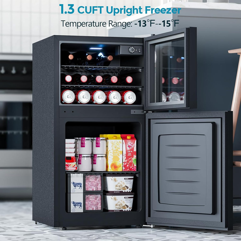 2.6 Cu.Ft Mini Fridge with Freezer, 2 Door Compact Refrigerator, Freestanding Beverage Wine Cooler for Bedroom
