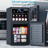 2.6 Cu.Ft Mini Fridge with Freezer, 2 Door Compact Refrigerator, Freestanding Be