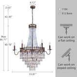 French Empire Crystal Chandelier, 13-Light Bronze Luxury Crystal Chandelier, Traditional Court Chandelier For Living Room, Dining Room, Bedroom, Drawing Room, Foyer, Hallway, Restaurant, 33''W A108-B0D48YBMTG