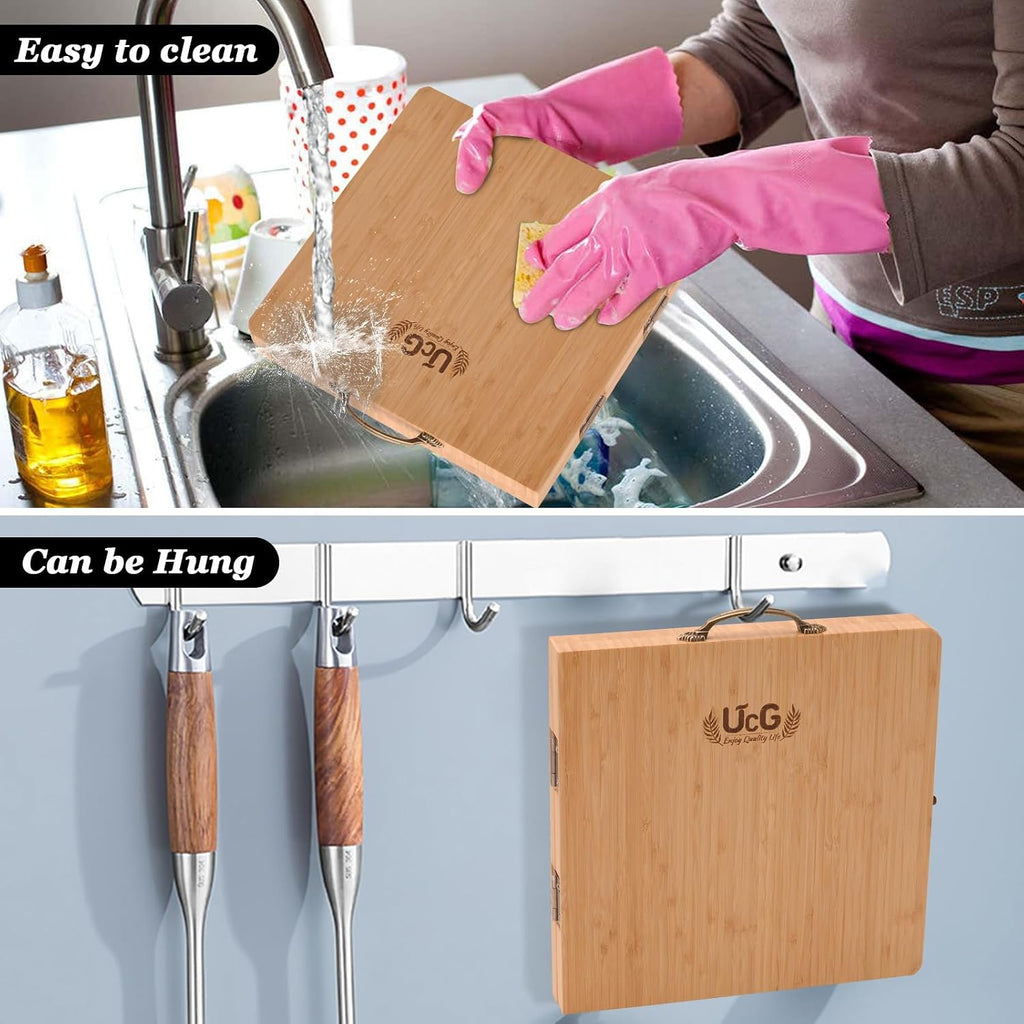 Charcuterie Board Gifts for Women: Bamboo Folding Cheese Board with Knife | Unique White Elephant Gift Wedding