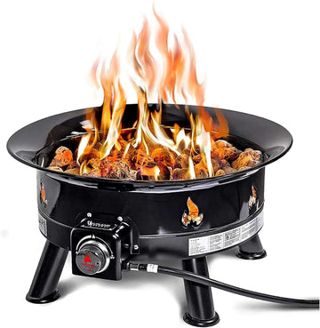 Firebowl Smokeless Fire Pit, Round Outdoor Portable Propane Gas Fire Pit with UV and Weather Resistant Durable Cover, 24-Inch Diameter 58,000 BTU