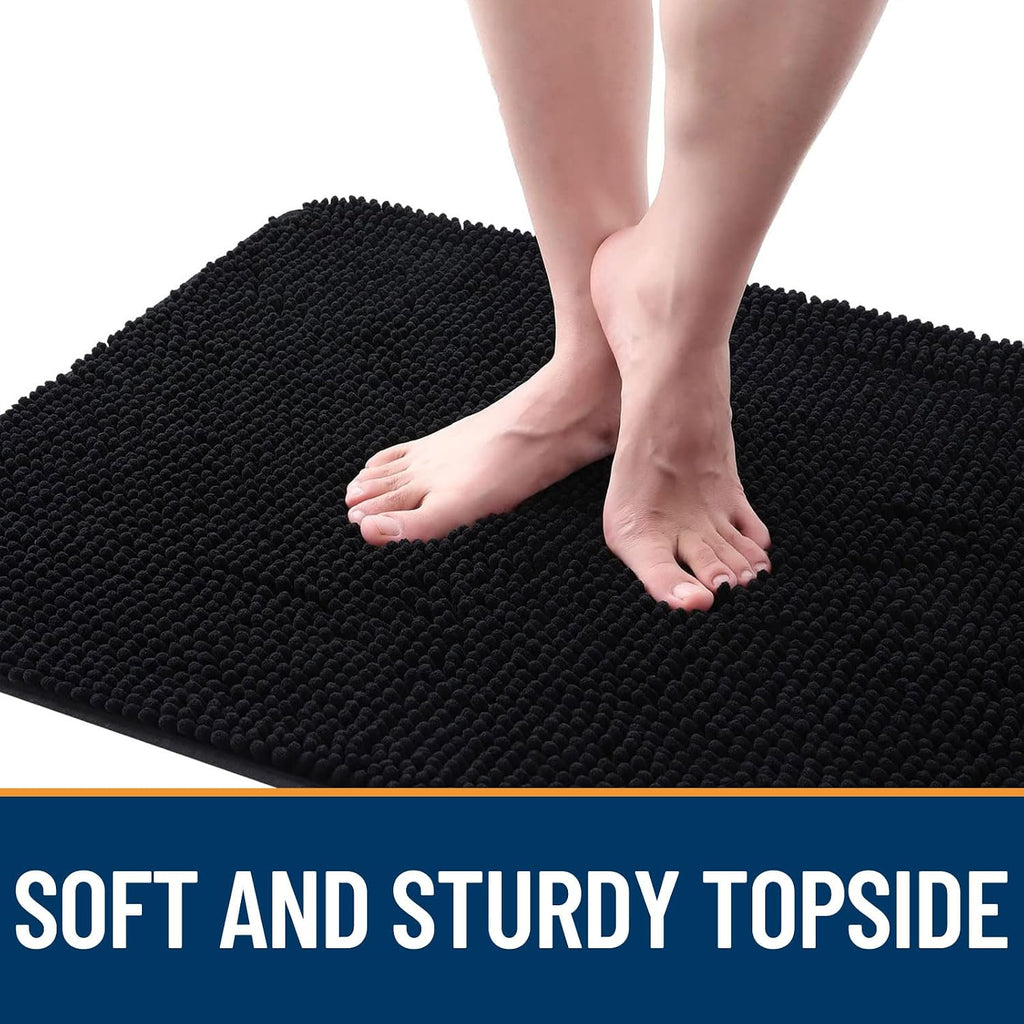 Dog Door Mat for Muddy Paws 36x24, Super Absorbent Chenille Mud Mat | Black, Absorbs Moisture and Dirt, Non-Slip