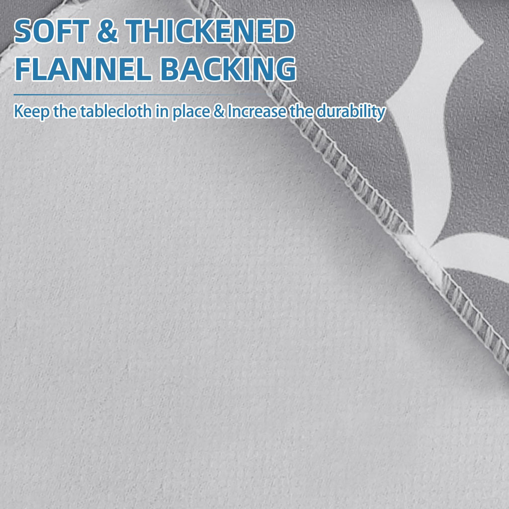 Polyester Tablecloth with Flannel Backing, 84 x 60 Inch Rectangular Heavy Duty Table Cloth, Waterproof & Washable