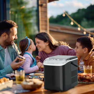 Ice Makers Countertop with Handle, Portable Ice Machine, 9 Bullet Cubes in 6 Mins, 26lbs in 24Hrs, Auto-Cleaning