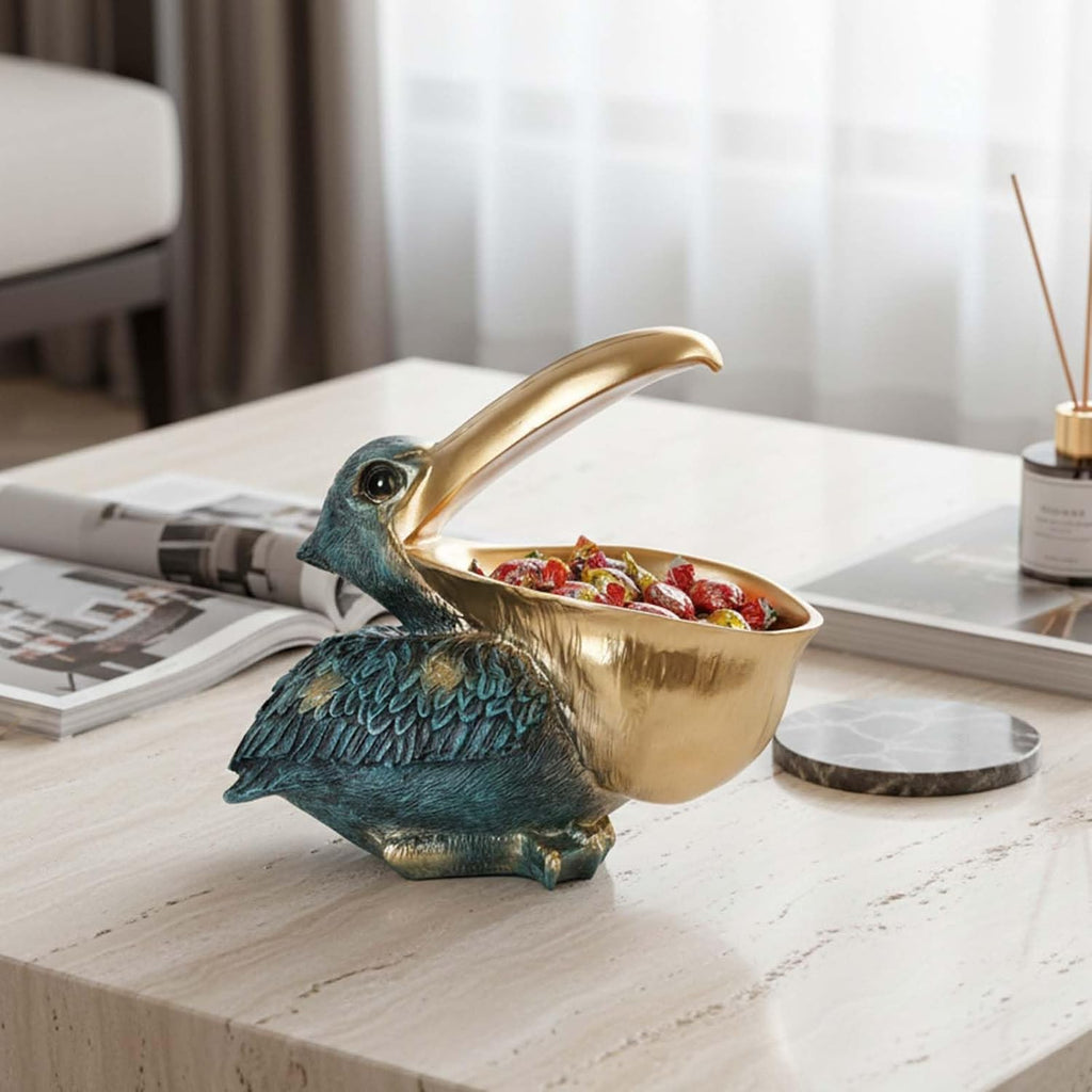 Pelican Key Holder Statues,Fun Animal Hippo Candy Dish,Candy Dish Desk Unique,Modern Key Holder for Pelican