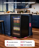 Beverage Refrigerator Cooler, 126 Can Mini Fridge with Glass Door for Wine, Soda