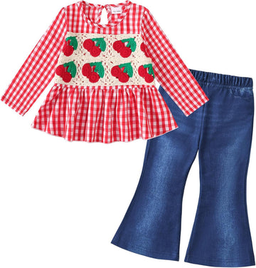 Baby Girl Clothes Toddler Crochet Shirts Flare Pants Outfits