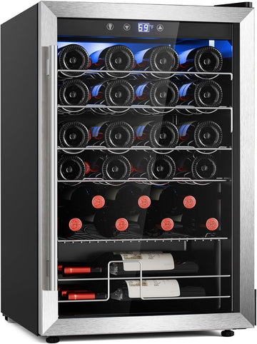 Wine Cooler Refrigerator, Freestanding Wine Fridge with Adjust Temperature（32°F- 61°F）