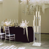 Large Floor Candelabra for Centerpiece: 8-arm Floor Candleholders with Acrylic Shades for LED Candles, Metal Pillar