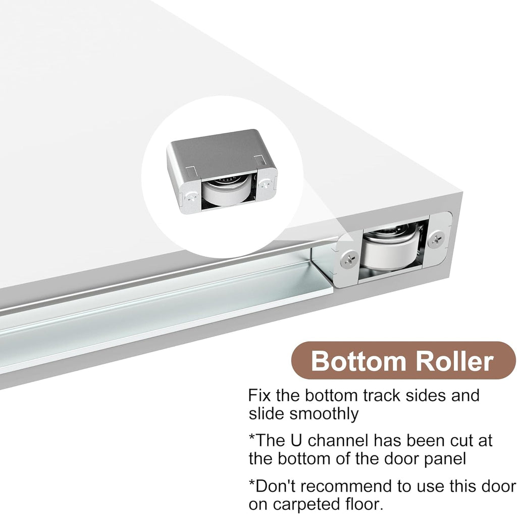 30"x84" Flush Solid Core White Primed Concealed Sliding Hidden Barn Door with Soft Close Installatio