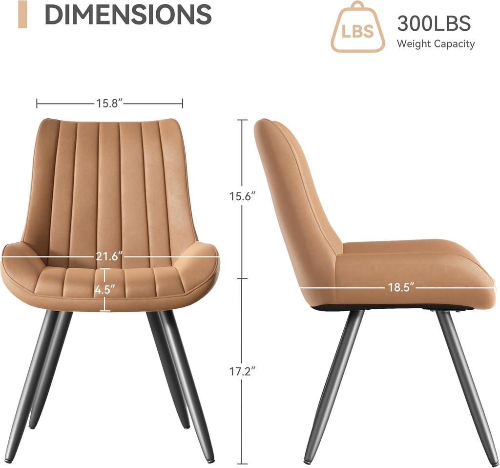 Dining Chairs Set of 2, Mid Century Modern Kitchen Chairs with Soft Cushion