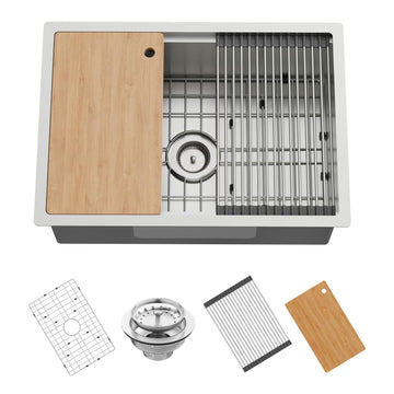 27x19 Inch Stainless Steel Kitchen Sink Workstation, Undermount, Single Bowl