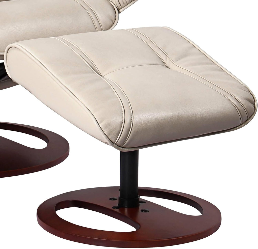 Modern Reclining Swivel Lounge Chair and Ottoman — Faux Leather