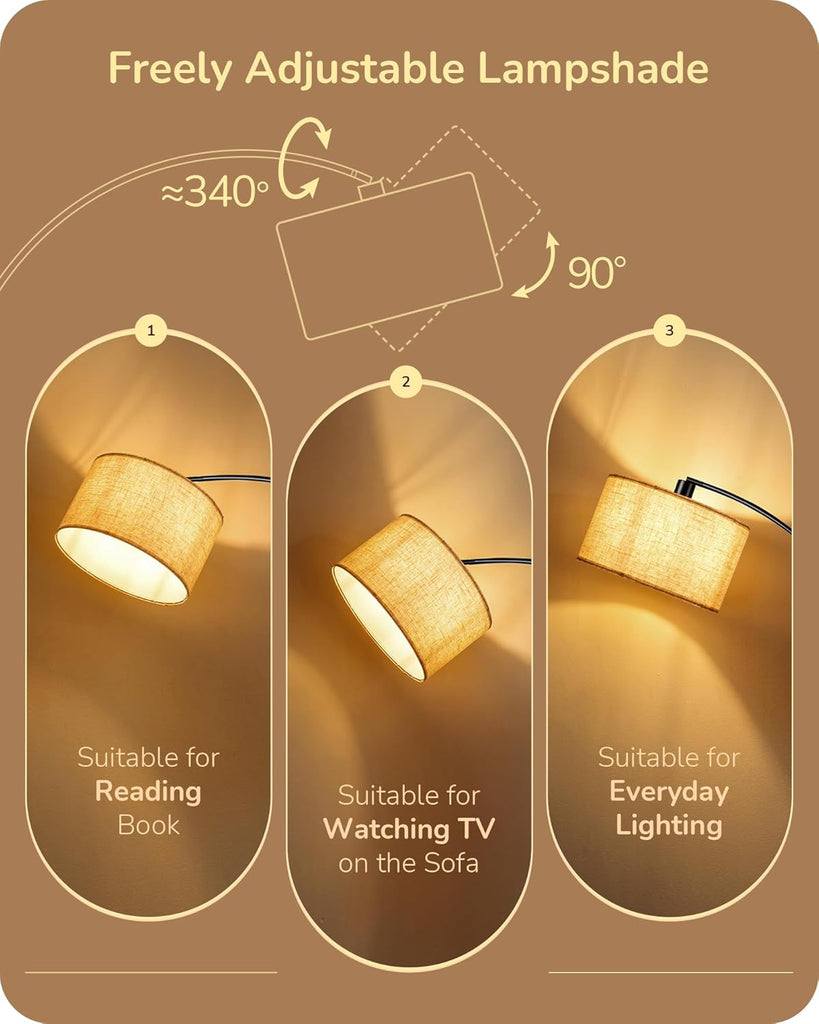 78.3″ Modern Arc Floor Lamp with Remote, Tall Black Standing Lamp with Stepless Dimmable Bulb & 5 Color Temperature