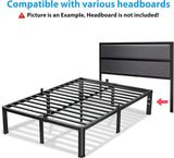 18 Inch Full Bed Frame, 3500Lbs Heavy Duty Metal Platform with Round Corner Legs Mattress Slide Stopper