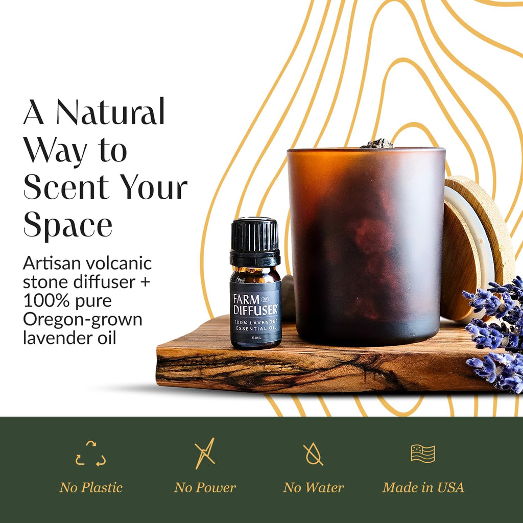 Lava Rock Diffuser and Lavender Essential Oil Set, Volcanic Stone Diffusers for Essential Oils, No Water