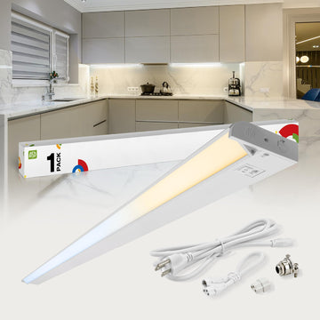 White Swivel LED Under Cabinet Light, 48 Inch 24W, Plug in/Hardwired