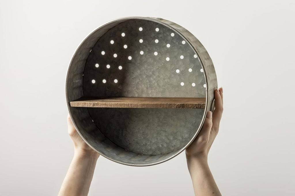 Distressed Wall Shelf, Metal and Wood