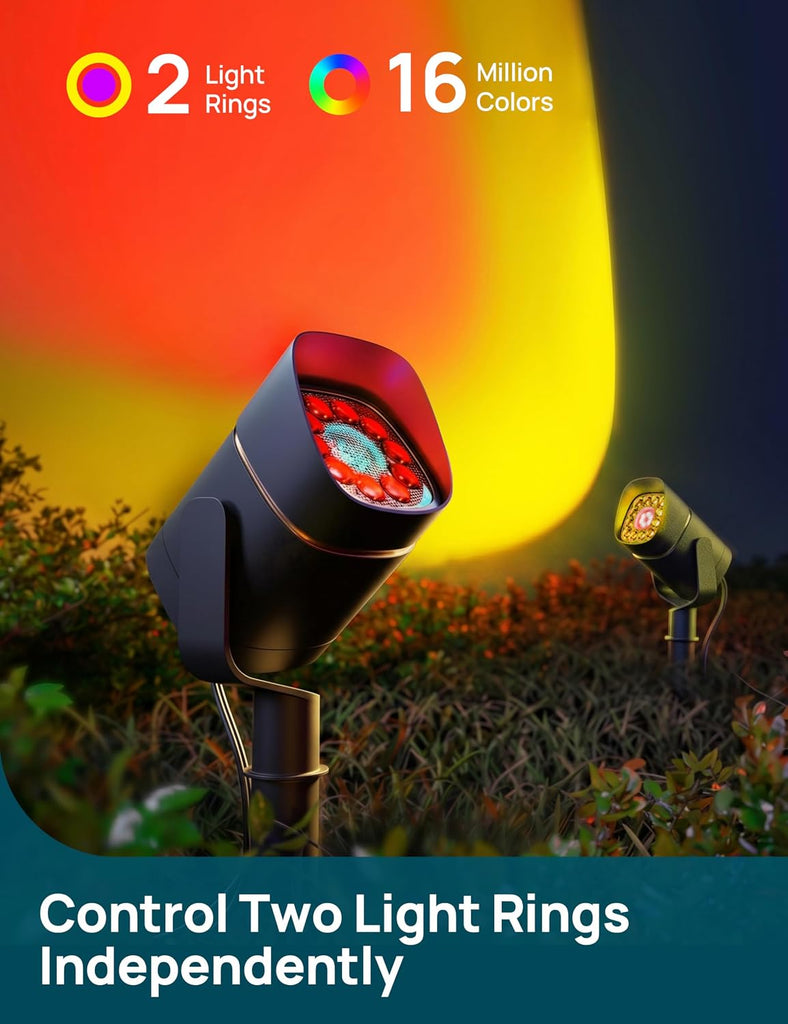 Smart Low Voltage Landscape Lighting, 800lm RGBW Outdoor Spotlights, Waterproof, Works with Alexa & Google Home