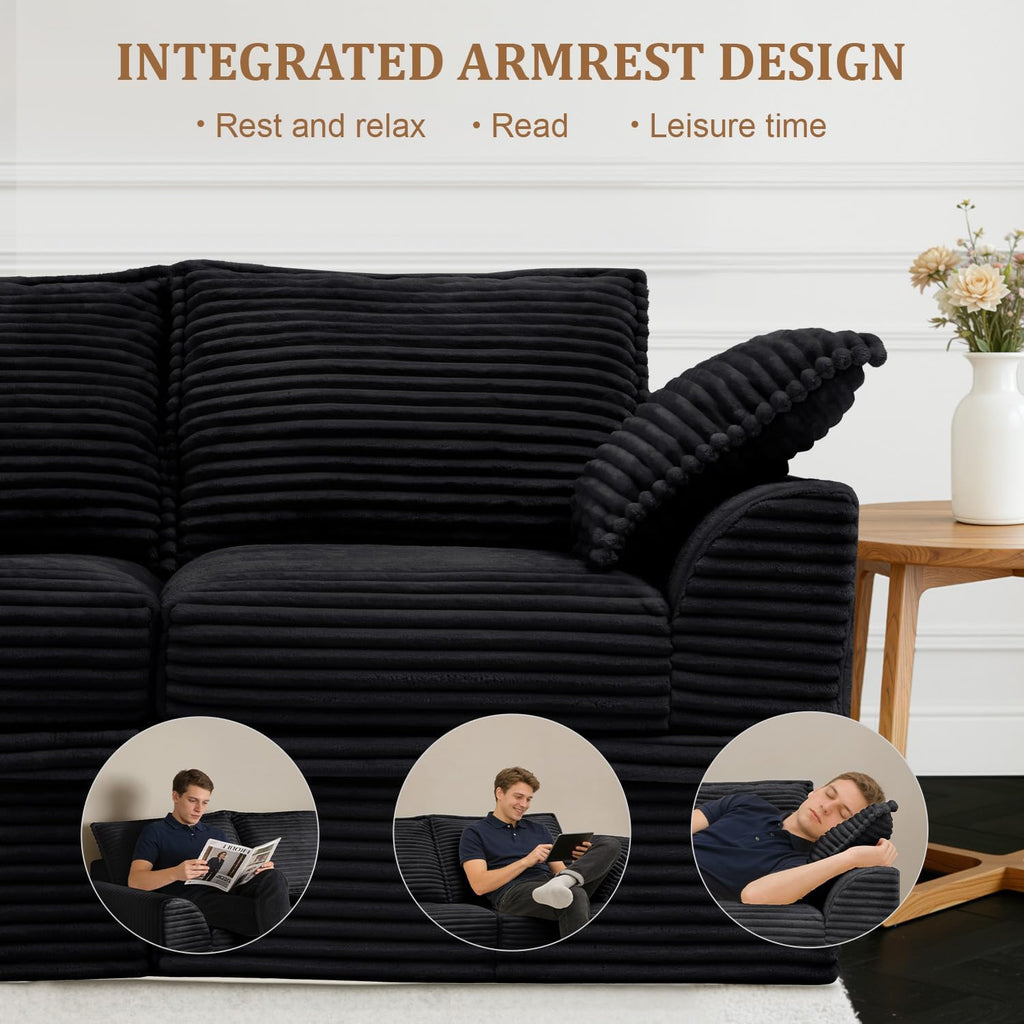 Upgrade Boneless Couch with Storage, Extra Deep&High Seat Modular Sectional Sofa 4 Seater U Shaped Cloud Couch with