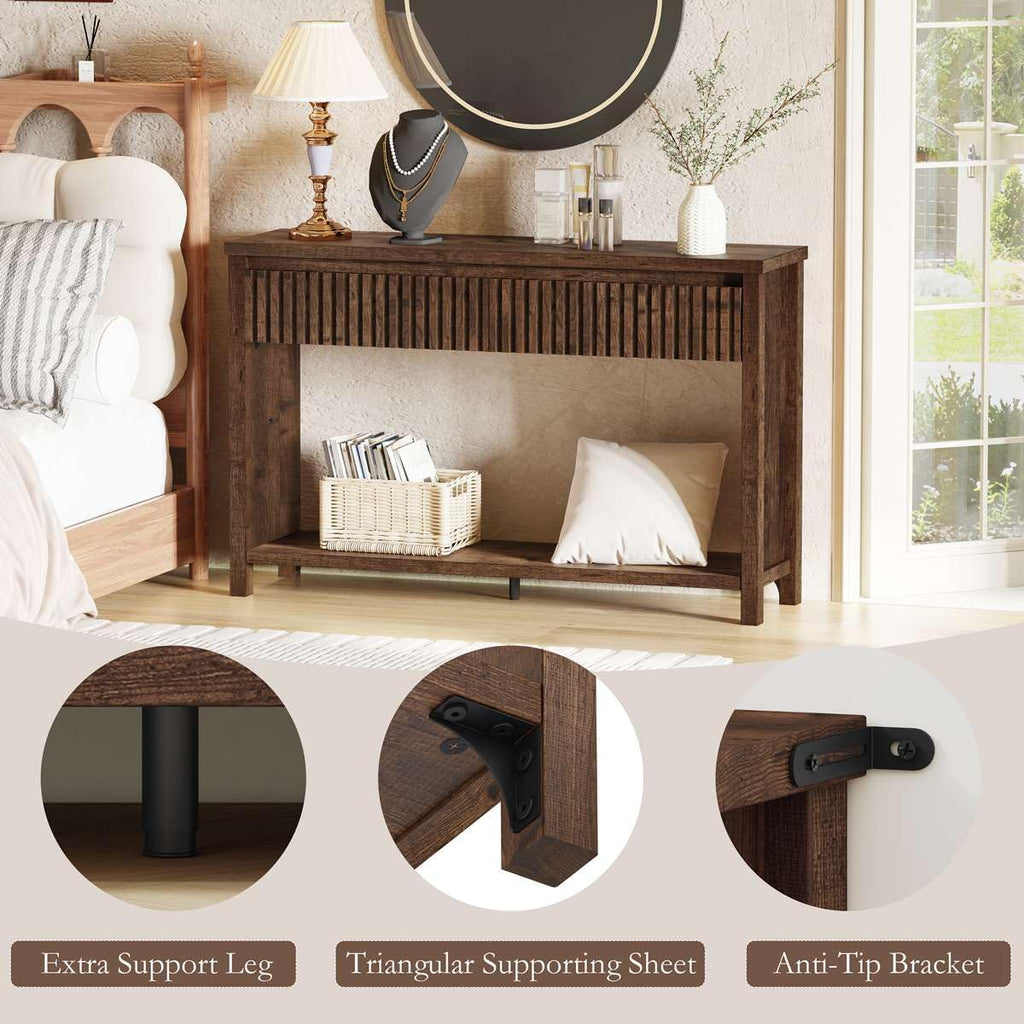 Console Tables , Console Table with Drawers, 47In Sofa Table with Storage, Narrow Entryway Tables with 2-Tier Shelf