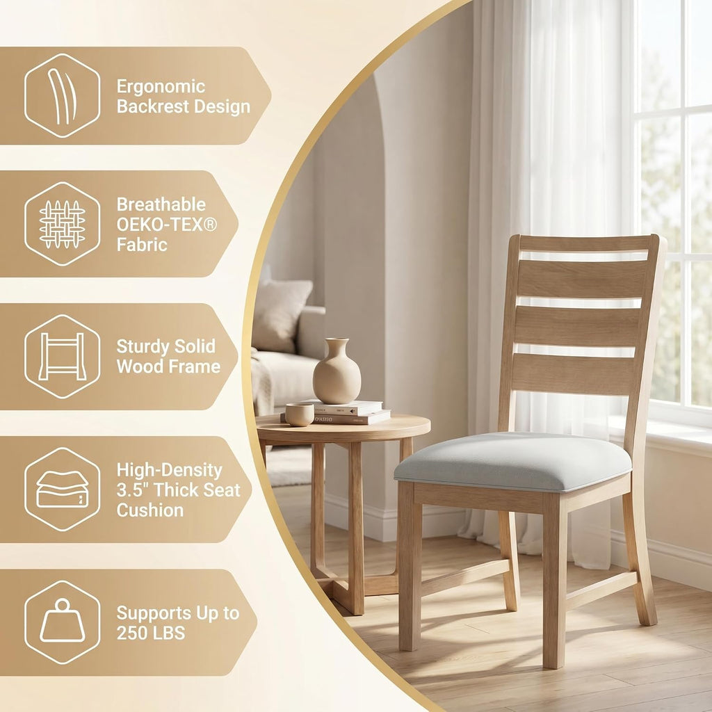 Modern Dining Chairs Set of 4, Breathable Fabric Kitchen Chairs with High-Resilience Cotton Padding, Ergonomic Solid