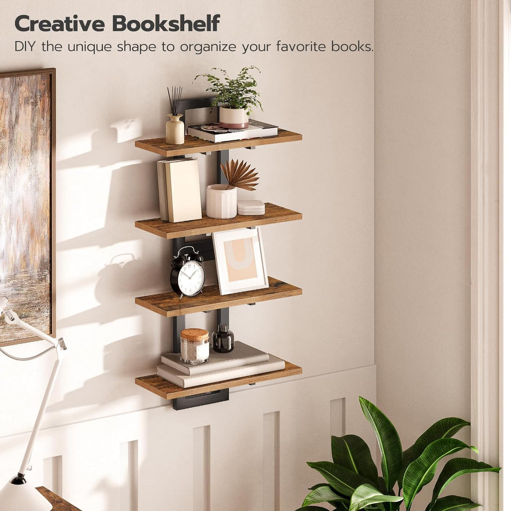 Floating Shelves for Wall, 15" Wall Shelf Set of 2, Wall Mounted Storage Shelves 2-Tier, Hanging Bathroom Shelves