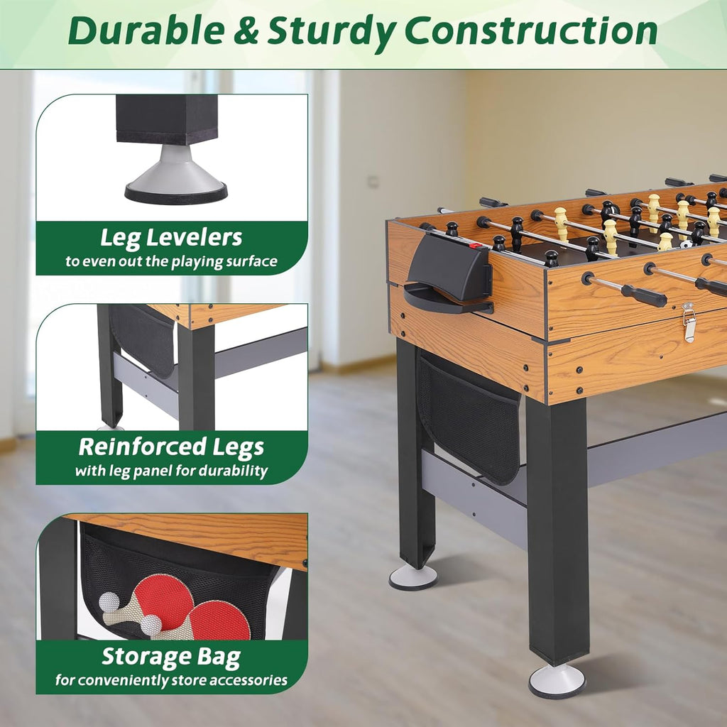 54" 4-in-1 Multi Game Table, Combination Game Table Set, Combo Games Table for Home, Game Room w/Soccer, Billiards
