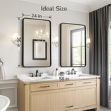 2-Pack Black Bathroom Mirrors for Over Sink 24 x 36 Inch, Metal Frame Rectangle Wall Mirror, Modern Farmhouse Vanity