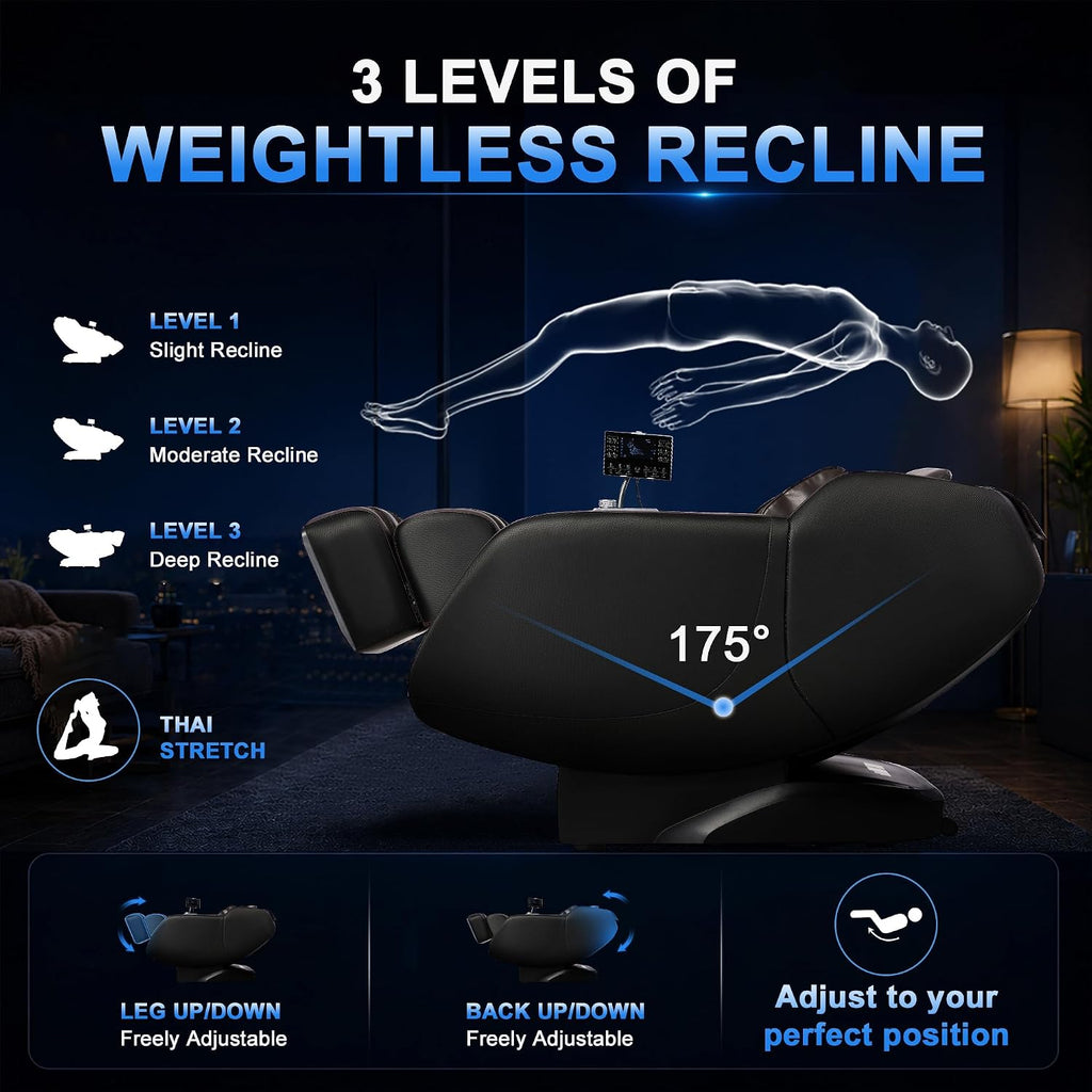 2026 Massage Chair Full Body, 5 Heating Zones for Daily Pain Relief, Zero Gravity 54'' SL-Track, Body Scan, 18 Auto &