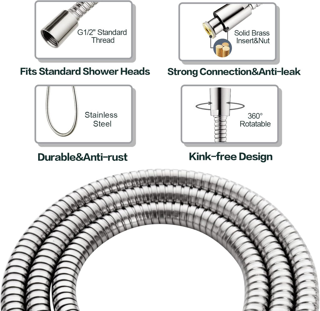 High Pressure Shower Head Combo with Two Spray Setting Fixed Shower Head and Two Spray Settings Handheld Shower Head
