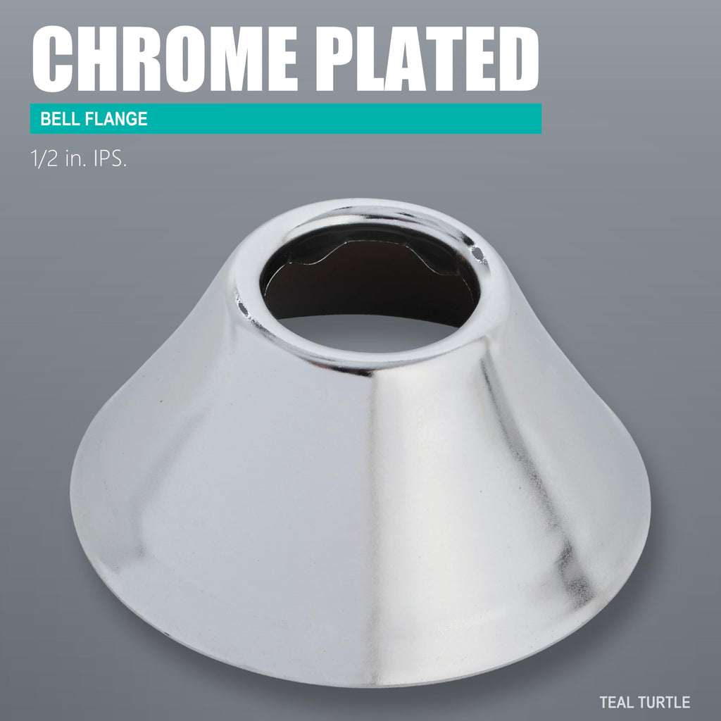 1/2 Inch IPS Chrome Plated Bell Flange, 2 Pack