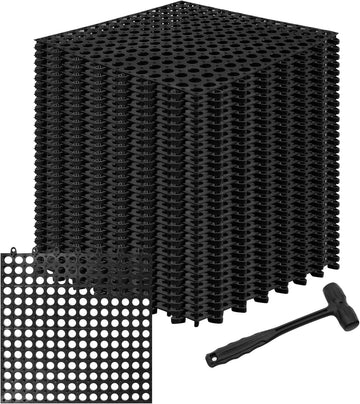24 Pack Garage Floor Tiles, 12x12 Inch Interlocking Drainage Tiles Non-Slip Deck Tile with Holes for Bathroom, Pool