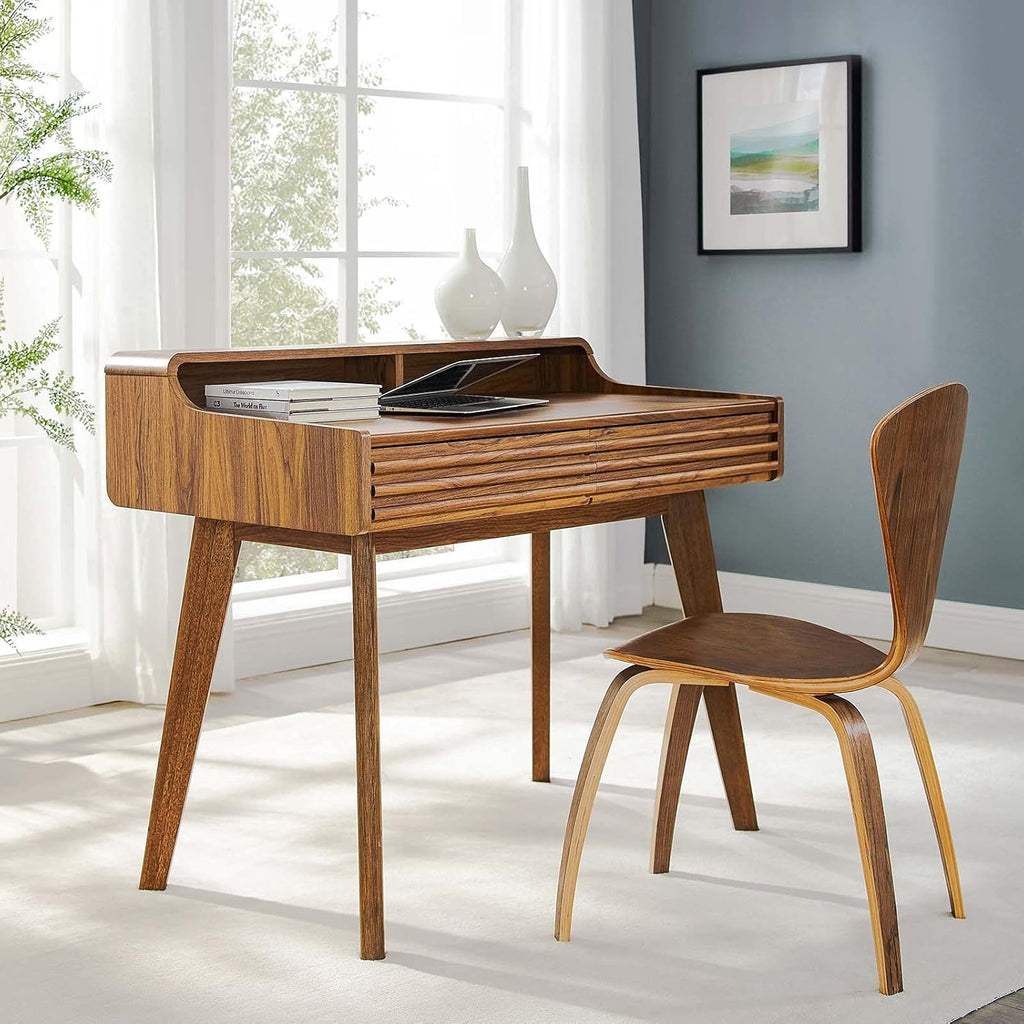 Render Mid-Century Modern Writing Desk in Walnut