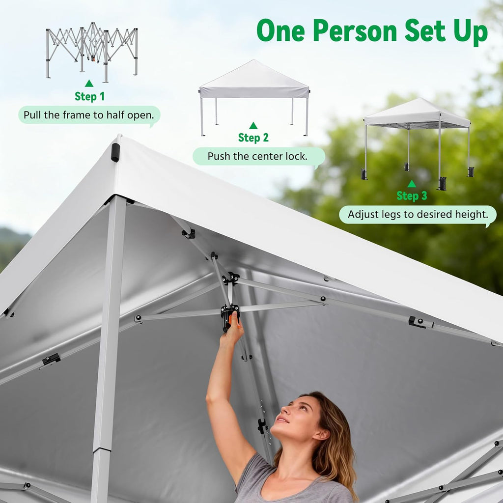 10x10 Pop Up Canopy Tent, Instant Setup Portable Canopy with Carry Bag, 4 Sandbags and 8 Stakes Events