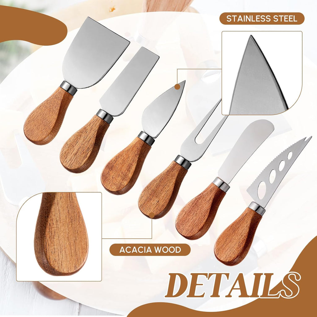 44 Pcs Charcuterie Boards Accessories with Magnetic Acacia Wood Holder Wooden Cheese Knife Set for Wood Handle Knives