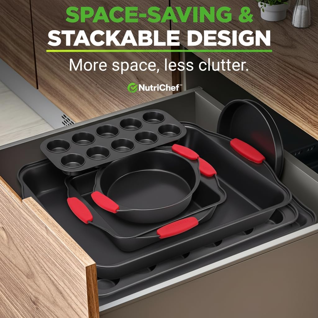 10-Piece Nonstick Kitchen Oven Pans - Premium & Stylish Non-Stick Carbon Steel - Commercial Grade Restaurant Quality