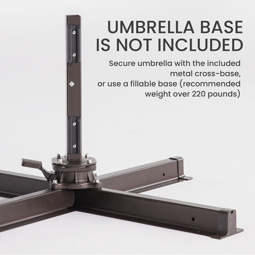 10x10 FT Cantilever Patio Umbrella Double Top Outdoor Square Large Heavy Duty Aluminum Offset Umbrellas with 7 Level