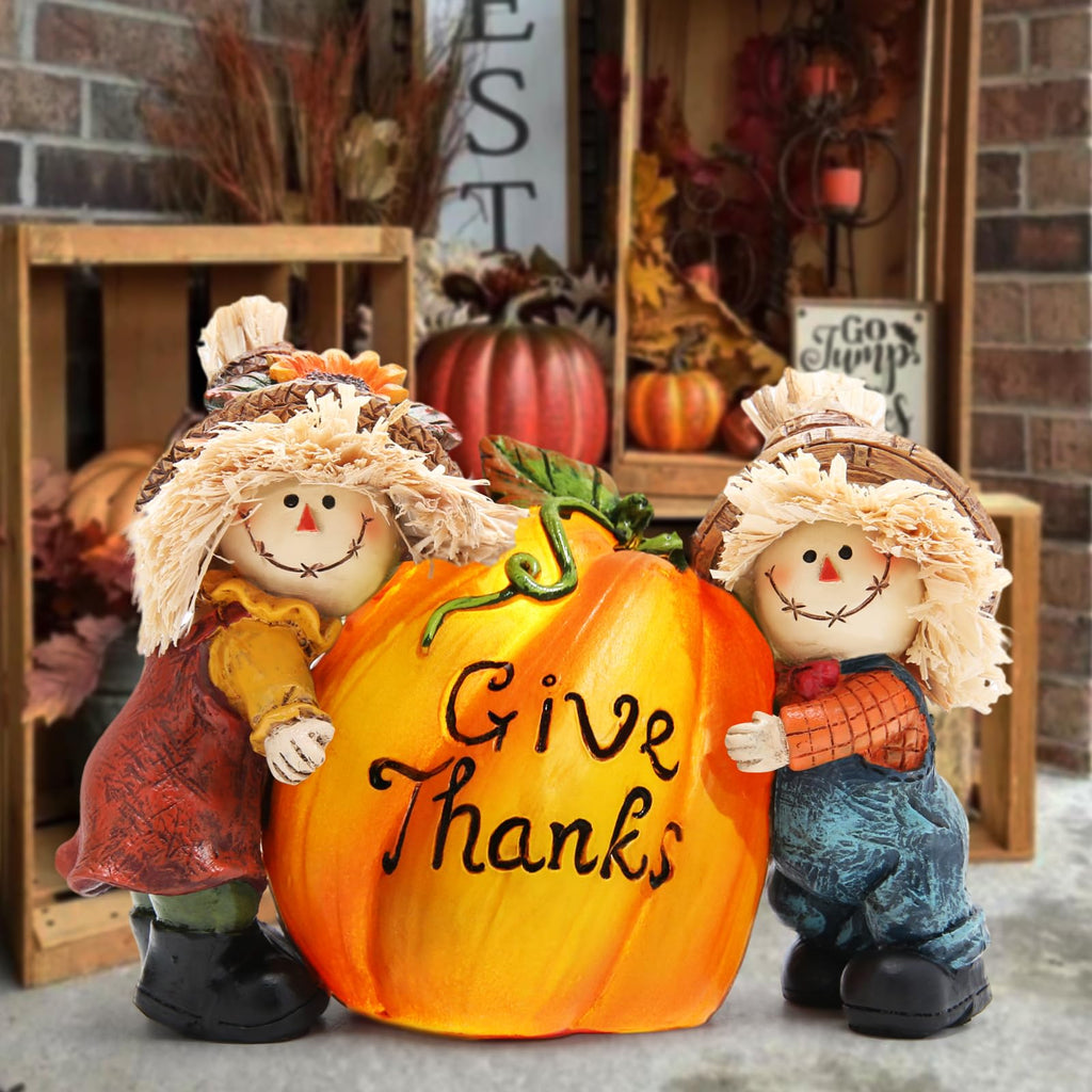 Thanksgiving Decor, Resin Scarecrow Pumpkin Fall Decorations