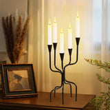 5-arm Candelabra Candlestick Holders - Vintage Black Candle Holders, Metal Taper Candleholders, 16.7" Tall Candle