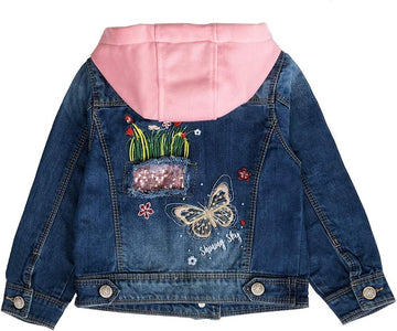 Little&Big Girls Sequin Outerwear Embroidery Denim Jacket