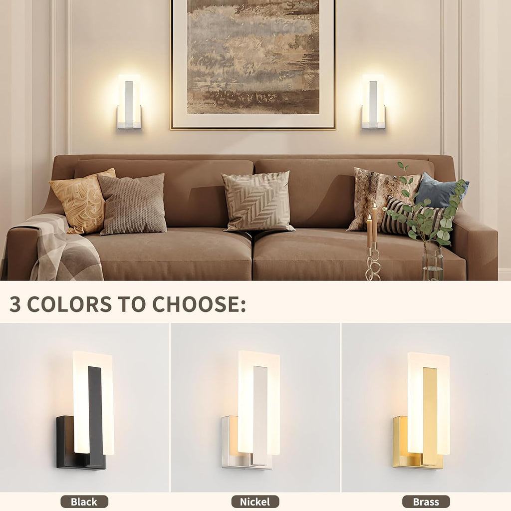 Modern LED Wall Sconce Set of 2, Hardwired 3000K Warm White Light Wall Lights, 7W Up and Down Wall Mount Light, 9.76
