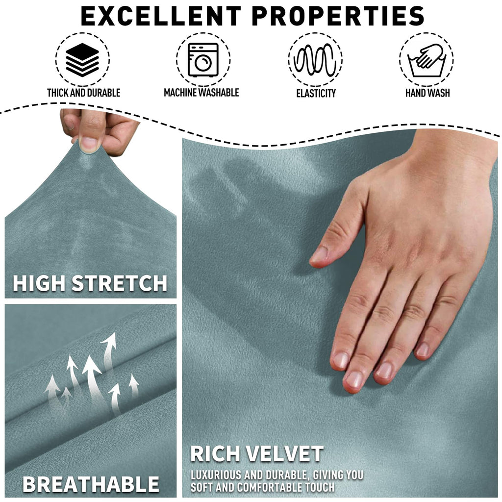 8 Pieces Recliner Sofa Covers, Stretch Velvet Reclining Couch Covers for 3 Cushion Furniture Covers, Thick, Soft
