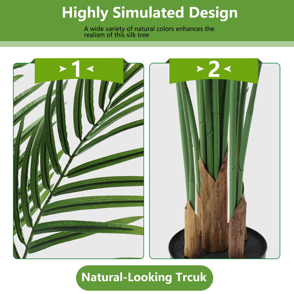 4ft Artificial Palm Tree Indoor, Large Fake Tropical Areca Palm with 13 Trunks, Tall Faux Floor Plants for Indoor