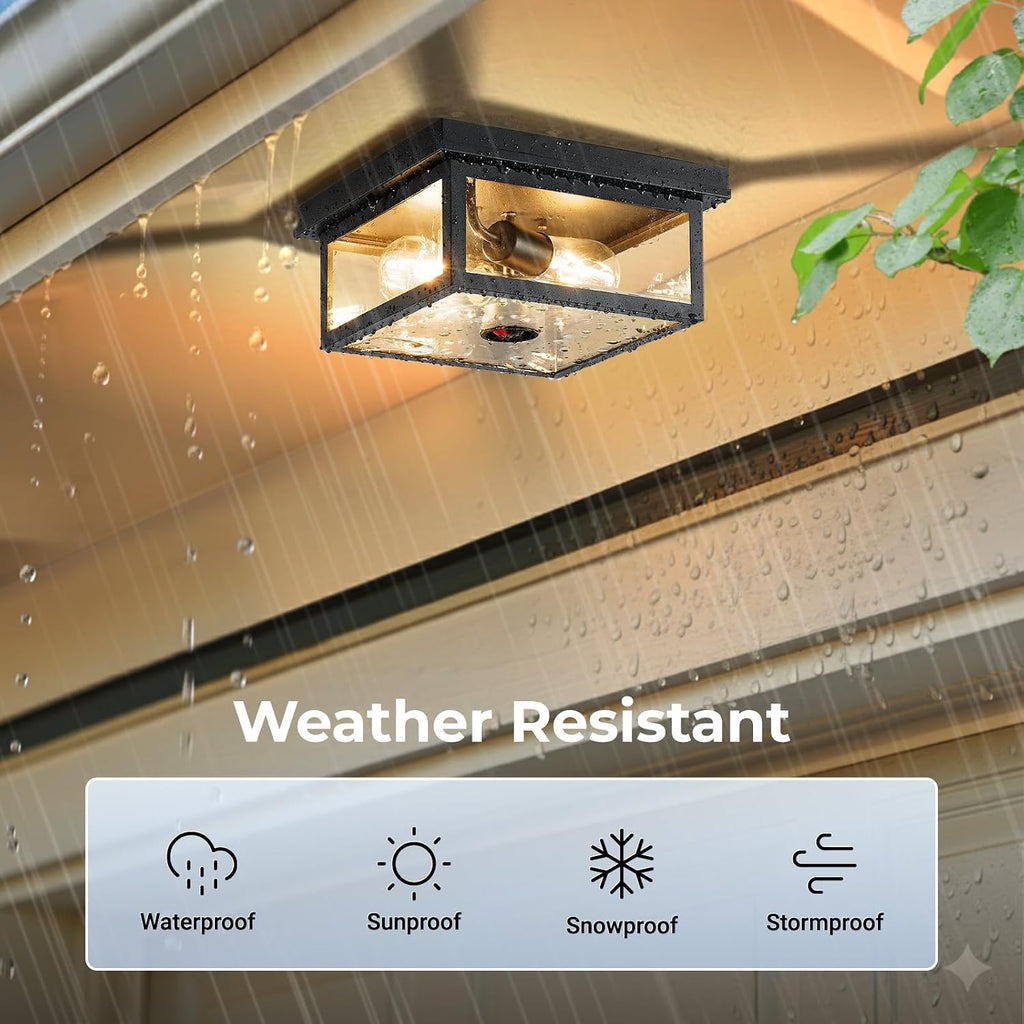 Motion Sensor Outdoor Ceiling Light with Remote Control