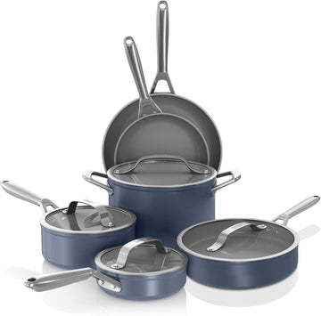 Ceramic Pro 10-Pc Cookware Set, PFAS-Free, Midnight Blue, CW39010MM | Titanium-infused ceramic, 10-year nonstick
