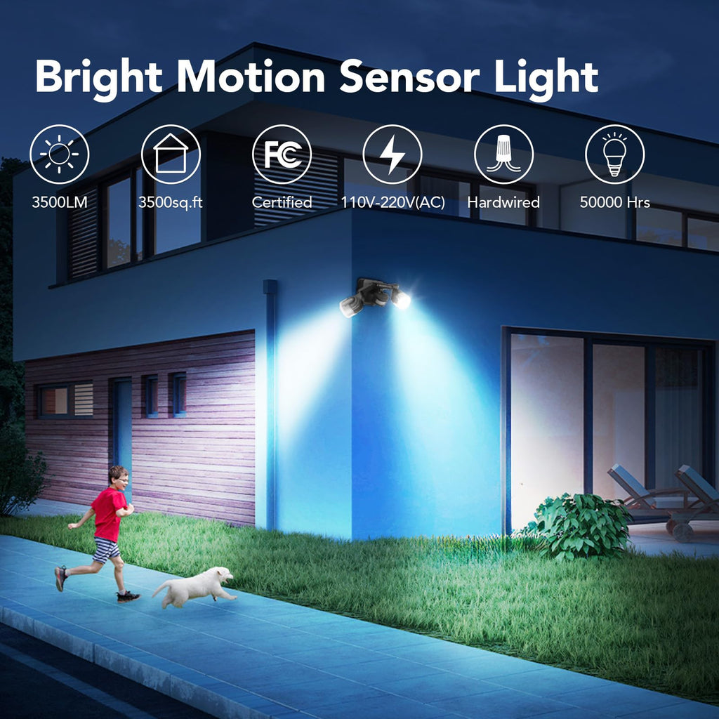Motion Sensor Outdoor Lights, 450° Adjustable Security Light Dimmable Dusk to Dawn Flood Lights Outdoor, 180°