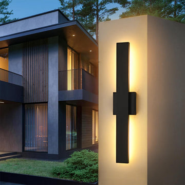 23.6inch Long Outdoor Modern LED Wall Light, 24W Warm White 120V Wall Mount Lighting Fixture Black Wall Lights Porch